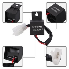 Weasch 2Pack 12V 2-Pin Electronic LED Flasher Relay, LF1-S-PIN Wiring Connectors Kit, MAX Power 150W, Fix Motorcycle Turn Signal Bulbs Hyper Flash (2)