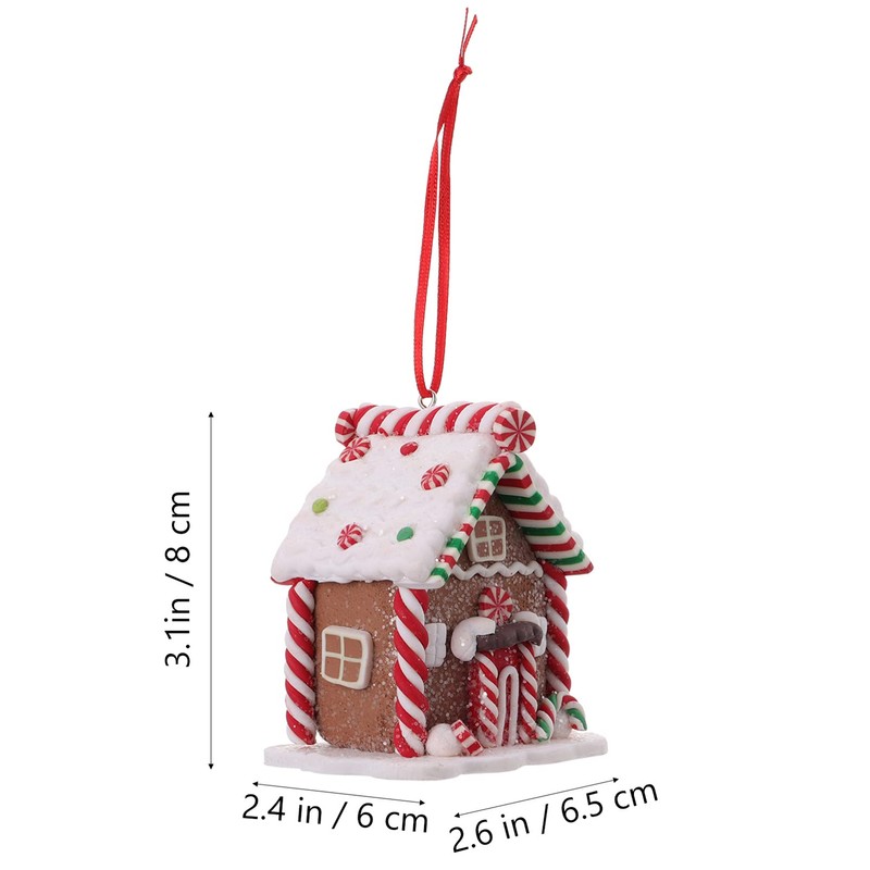 Toddmomy Christmas Gingerbread House Ornaments Resin Christmas Hanging Ornaments for