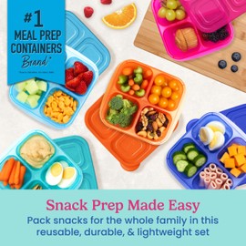 Bentgo Easyboxes 4-Compartment Snack Containers - 20-Piece Set with 10 Trays & 10 Custom-Fit Lids to Seal in Freshness - Reusable Food Storage & Meal Prep Bento BPA-Free Containers (Jewel Brights)