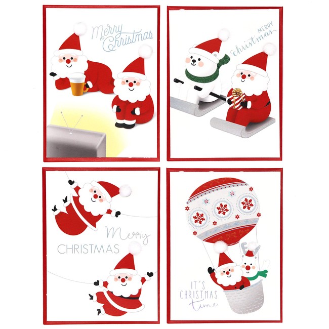 Set of 4 MAUMDAMA Christmas Variety Pack - Christmas Holiday Hologram Greeting Cards and Envelopes Included (Acting Santa)