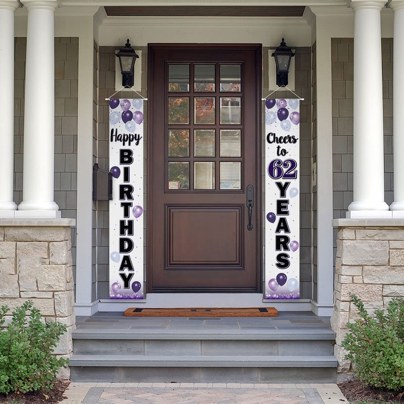 LASKYER Happy 62nd Birthday Purple Door Banner - Cheers to