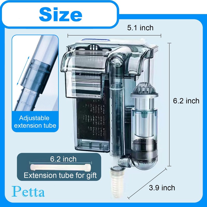 Petta Hang on Back Fish Tank Filter for 10-20 Gallon