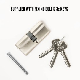 Satin Chrome Euro Cylinder Lock, Euro Door Barrel Lock Supplied with 3 Keys.with Anti-Drill & Anti-Pick Protection. Suitable for All Door Types. Euro Cylinder Locks (45mm x 45mm (90mm Total))