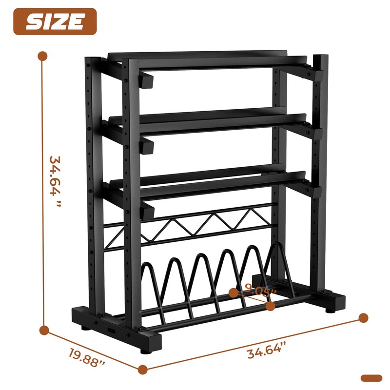 4-Tier Dumbbell Rack,1100LBS Weight Rack, Barbell Holder Bumper Plate Rack