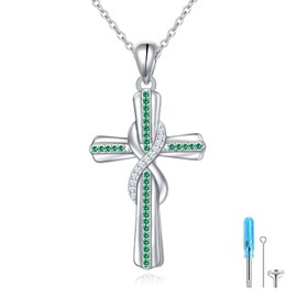DAOSHANG Ashes Necklace Sterling Silver Urn Necklaces for Ashes, Cross/Infinity/Cylinder Cremation Jewelry for Ashes for Women Men, Cremation Keepsakes Memorial Gift (Infinity-2)