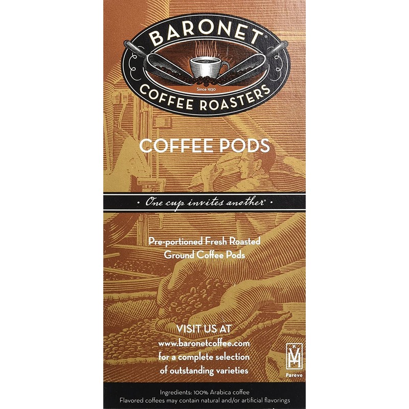 Baronet Coffee Single Decaf Espresso ESE Pods, 54 Count