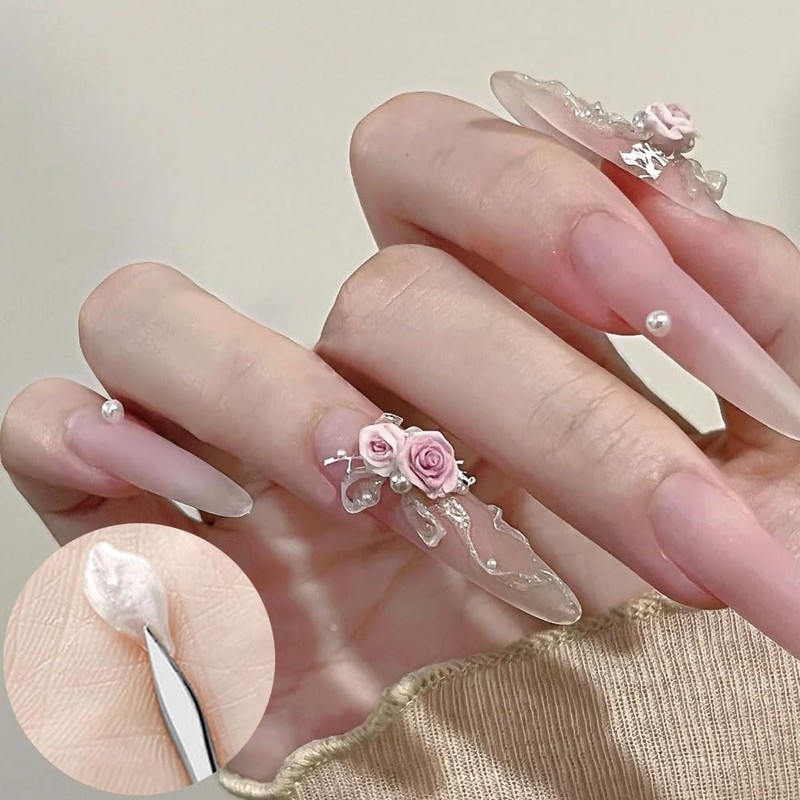 4PCS Professional Nail Art Sculpting Tools, Stainless Steel Dual-Head 3D
