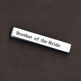 LQRI Wedding Tie Clip Brother Gifts Brother of The Bride Tie Clip Stainless Steel Tie Bar Wedding Party Day Present for Man (tie-Brother of Bride)
