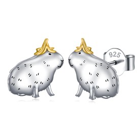 Capybara Stud Earrings 925 Sterling Silver Cute Animal Earrings Hypoallergenic Capybara Jewelry Gifts for Women