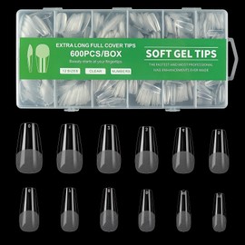 AYOCULTURE False Nail Tips 600PCS, Gel X Nail Tips, 12 Sizes Premium Quality & Easy Application for Gel Extensions, Press On Nails Kit - Short Ballet