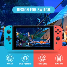 Controller Compatible with Switch Controller with Grip Hand,Switch Controllers Supports Wake-up Function (Red and Blue)