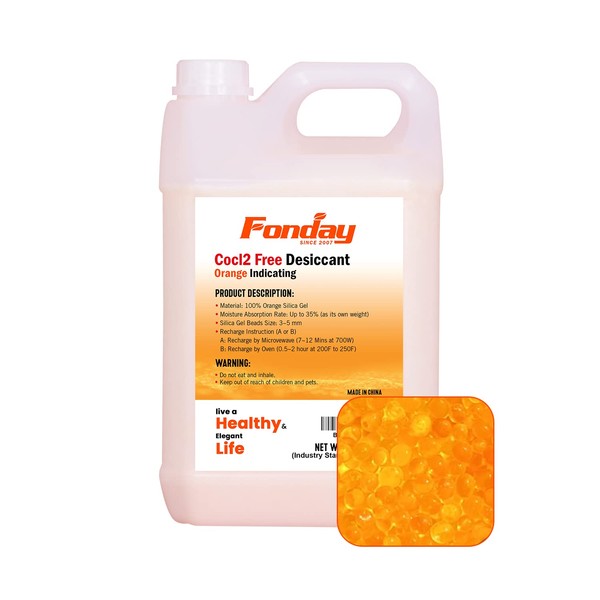 Fonday 8LB Fonday Premium Moisture Indicating Silica Gel Desiccant Orange