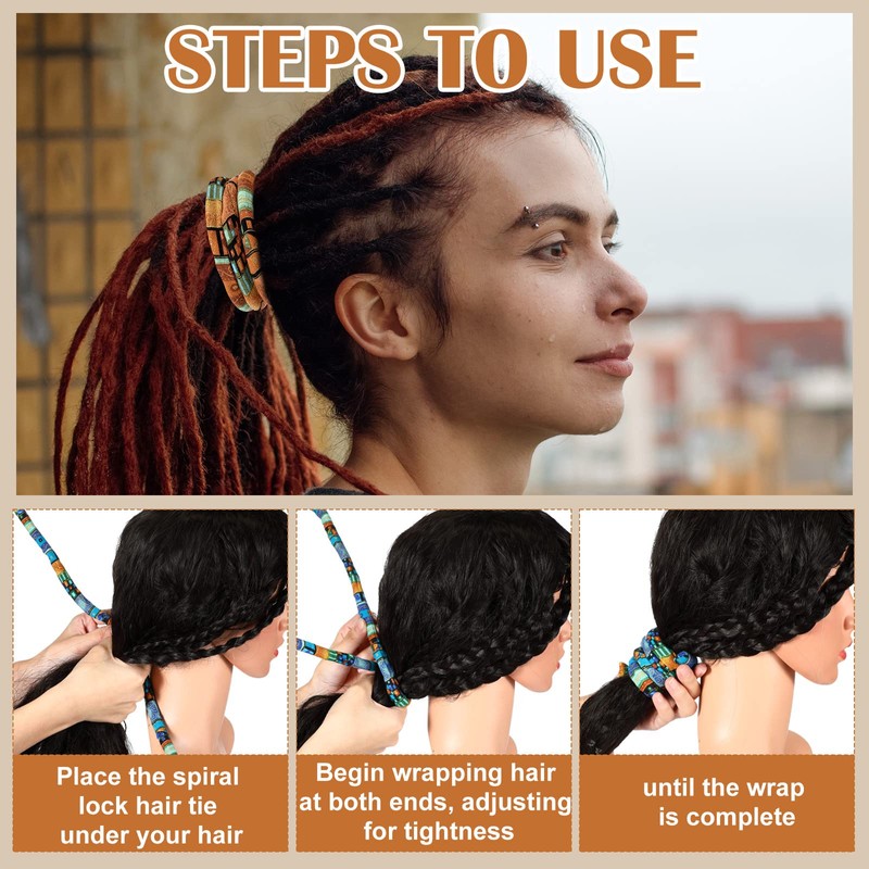Hanaive 2 Pcs Spiral Lock Hair Tie Dreadlock Accessories, Aluminum