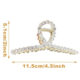 Rhinestone Gold Hair Claw Clip -Sparkly Crystal Hair Jaw Clips with Strong Hold & Non-Slip Design - Elegant Metal Hair Claw for Women & Girls -Perfect for Parties, Weddings& Everyday Styling