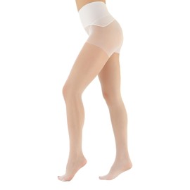 EVERSWE Women's Seamless Control Top Tights 15D, No Seam Pantyhose (White, M-L)