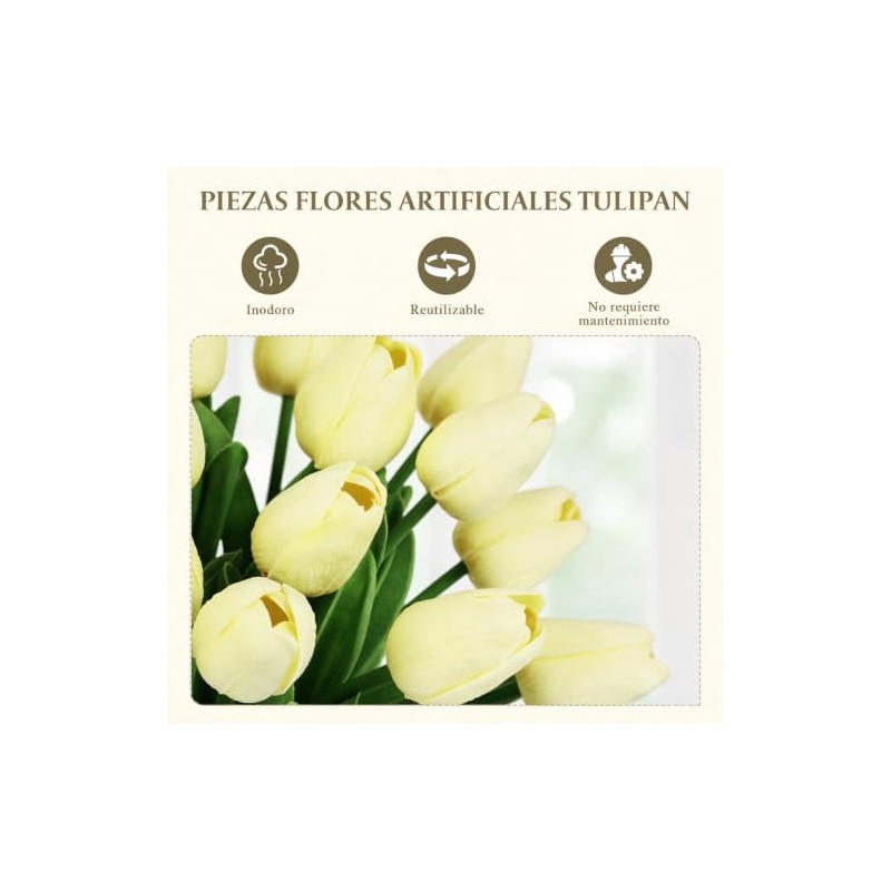 Tulipanes Artificiales Decoracion,24 Pack Flores Artificiales Con Pegamento