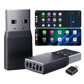 2025 Wireless CarPlay & Android Auto Adapter, Ultra Compact Design, Bluetooth 5.3, Automatically Reconnects in Approximately 5 to 10 Seconds, Wireless CarPlay/Android Auto, Type-C Adapter Included