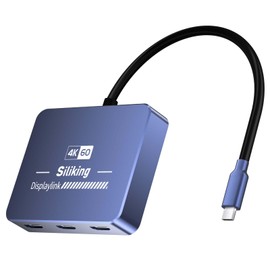 USB-C to Triple Laptop Docking Stations – 4K 60Hz DisplayLink Solution for Apple Mac M1/M2/M3, Compatible with Thunderbolt MacBook and iMac, Driver Required