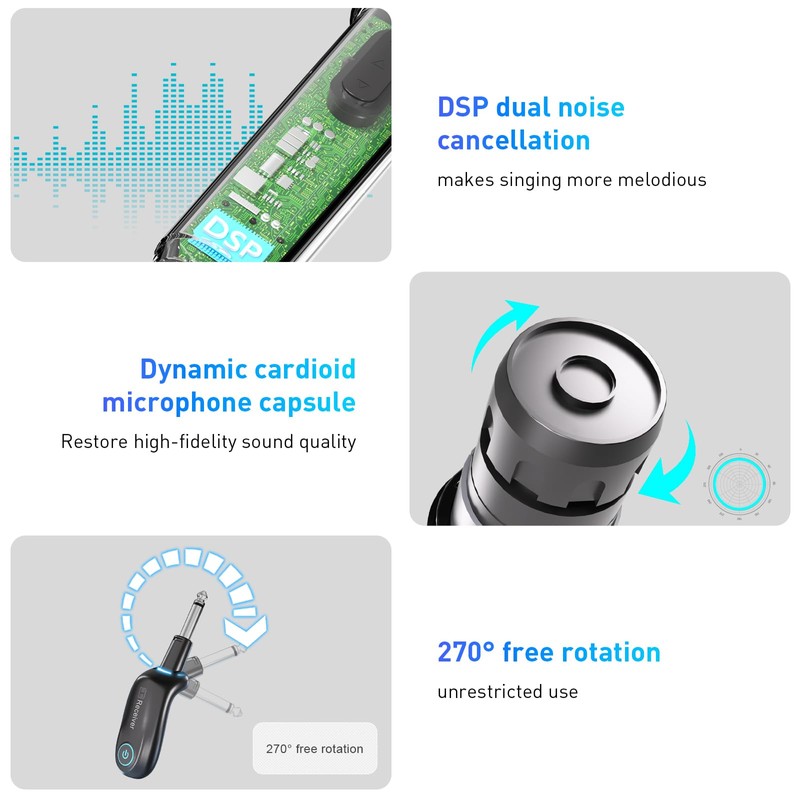 ZOWEETEK Wireless Microphones for Singing,Dual Handheld Dynamic Mic with Rechargeable