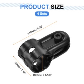 sourcing map 4 Sets Pipe Clamp Connector, 110 x 30mm End Rail Clamps Chain Link Fence Clamp Fit 1-1/8" (28mm) OD Pipe with Screw and Nuts, Black