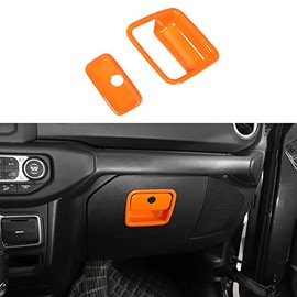RT-TCZ Glove Box Compartment Handle Trim Cover Co-Pilot Storage Organizer Lock Interior Accessories for Jeep Wrangler 2018-2021 JL JLU Gladiator JT (Orange)