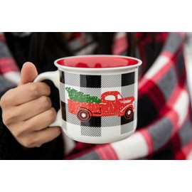 Lazy One Novelty Mugs, Funny Gift Mug for Family, Friends, or Coworkers in your Office, Camping (Truck Plaid)