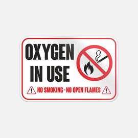 Oxygen in Use No Smoking No Open Flames Sticker Vinyl Bumper Laptop Window Decal Waterproof