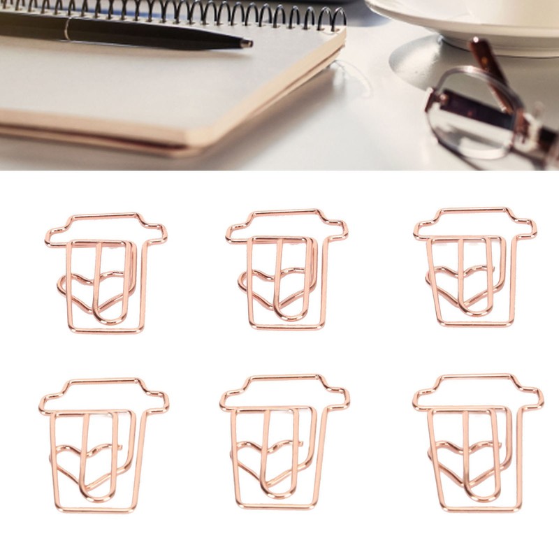 100pcs Paper Clips Innovative Cute Rose Coffee Cup Shape Reusable