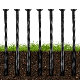 50Pcs 8-Inch Plastic Landscape Edging Spikes, Spiral Anchoring Nails for Weed Barrier, Paver Edging, Landscape Edging, Artificial Turf, Grass Pathways, and More