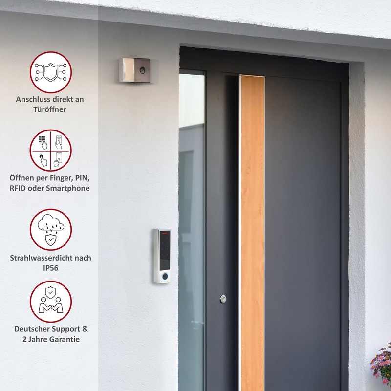 Gelikom Smart Home Code Lock with Fingerprint, Fingerprint in Silver,