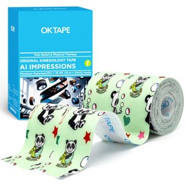 OK TAPE Nylon Digtal Printed Kinesiology Tape, Elastic Sports Athletic Tape, 2 Rolls, 2in×16.4ft Uncut Roll-Panda