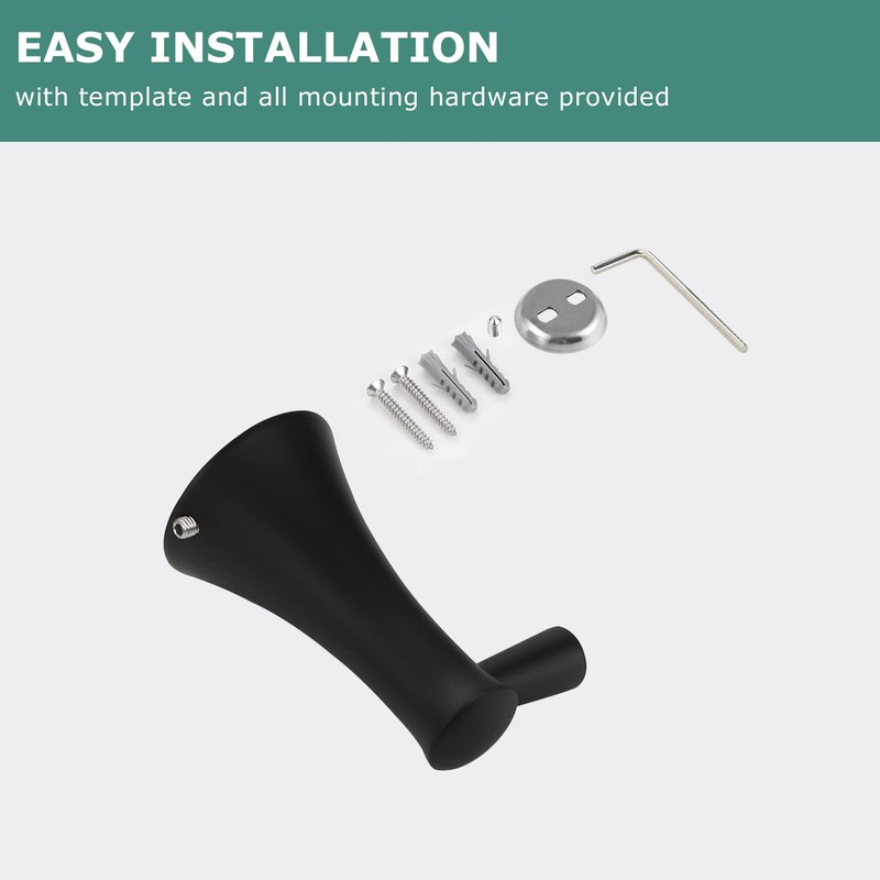 PARLOS Towel Hook, Wall Mounted Coat Hook, Matte Black Robe