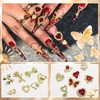 RODAKY 64PCS Gold Nail Charms Red Butterfly Heart Charms for