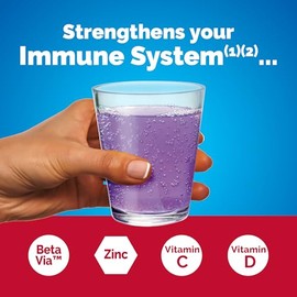 Emergen-C Immune+ Triple Action Immune Support Powder, BetaVia (R), 1000mg Vitamin C, B Vitamins, Vitamin D and Antioxidants, Elderberry, Back to Scho