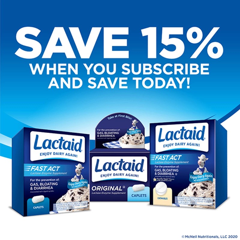 Lactaid Original Strength Lactose Intolerance Relief Caplets with Natural