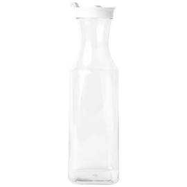 EcoQuality 54oz Clear Plastic Water Carafe Pitchers with Flip Top Lid 3 PACK - Square Base Juice Beverage Container Bottle with Spout For Mimosa Bar, Lemonade, Smoothies, Cold Brew, Milk, Iced Tea
