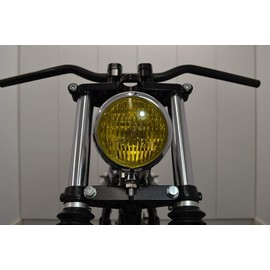 Alchemy Parts 4.75 inch (120mm) Universal Motorcycle Headlight with Yellow Lens for Chopper, Bobber, Cafe Racer, Scrambler Project Custom Street Bike (Chrome)