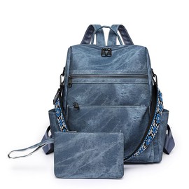 Puwuzixi Women's Backpack Waterproof Anti-Theft Lightweight PU Fashion Travel Multipurpose Convertible Purse Shoulder Bag Handbag Backpack (Blue)