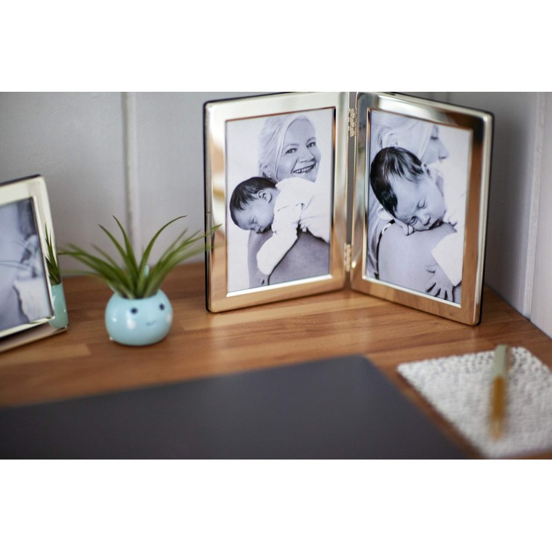 Frametigo Silver Plated Flat Edge Double Photo Frame - Fits