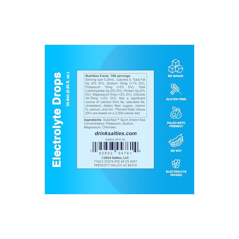 Electrolitos Gotas de goteo de electrolitos sin sabor para hidratación