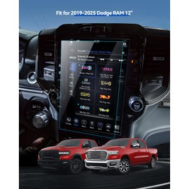 LANTU 2PCS Matte Screen Protector for Dodge Ram 1500 2500 3500 Uconnect Trucks Pickup 2019-2025 Accessories Navigation Touchscreen Protector Film Tempered Glass HD Clear 12''