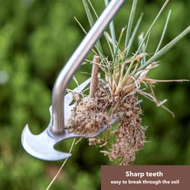 GCFTIFF Pack of 2 Weed Remover Device, Stainless Steel, Hand Weeder for the Garden, Weeder Improved Gardening, Hand Weeder, Root Weeder with Handle, Garden Tool Weed Remover