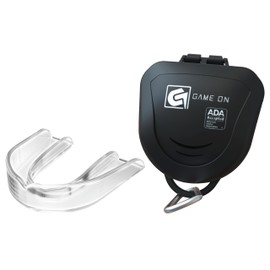 Game On Mouthguards - Only ADA Accepted Strapless Adult Sports Mouth Guard for Football, Basketball, Lacrosse, Hockey - Superior Protection, Comfortable Fit (Braces Mouthguard) (Youth, Clear)