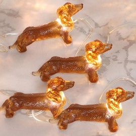 GORGE MOMENT Dachshund Dog String Lights, 10 Ft 30 LEDs Battery Operated & USB Powered Fairy Lights with Remote, Pets Theme Decoration for Indoor Wedding Birthday Party Christmas St. Patrick Decor