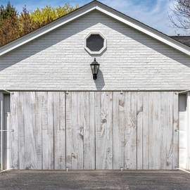 XMJJKUF Wood Garage Door Decoration 16x7ft Vintage Wooden Garage Door Banner Large Hanging Backdrop Retro White Grey Rustic Wood Garage Buddy Door Cover Outdoor