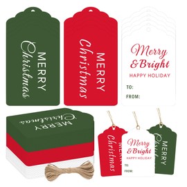 Modern Christmas Gift Tags 60pcs Happy Holiday Presents Paper Labels Cards with Rope Festive Christmas Name Tag Stickers for Seasonal Favors Xmas Parties and Celebrations
