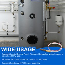 Catilon Natural LP Thermopile Senor SP20824 SP20754 for Pilot Burner Kit Compatible with Rheem, Ruud and Richmond Water Heaters, Over 750mV SP21058 SP20800,SP21096, SP20739