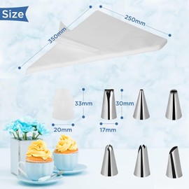100 Piezas Manga Desechable Pastelera con 6 Reutilizable Boquillas para Duya, Mangas Usalas Tartas para Decorar Pasteles Repostería Galletas CupCake CakePop, 35 * 23cm