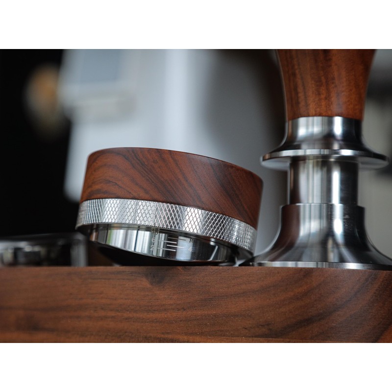 KNODOS 54mm Espresso Distribution Tool Stainless Steel Adjustable Rosewood Coffee