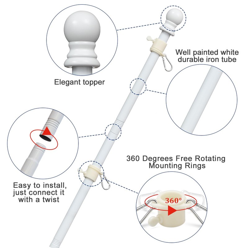 Barcetine Flag Pole Kit - Includes 5ft Heavy Duty Tangle